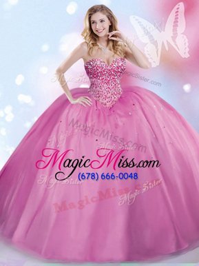 Low Price Lilac Sweetheart Neckline Beading Quinceanera Gown Sleeveless Lace Up