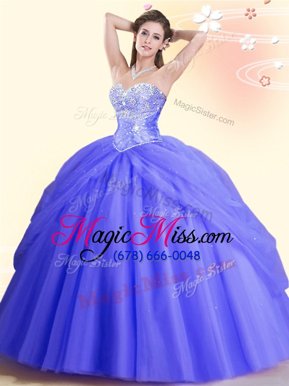 Lavender Quinceanera Gown Military Ball and Sweet 16 and Quinceanera and For with Beading Sweetheart Sleeveless Lace Up