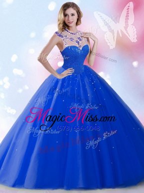 Wonderful Sleeveless Zipper Floor Length Beading and Sequins Ball Gown Prom Dress