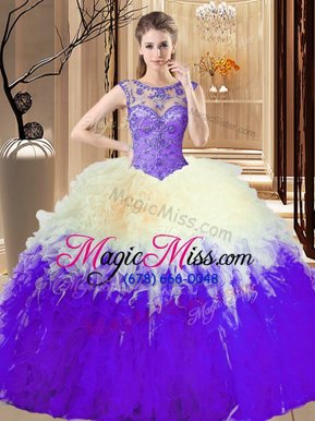 Latest Scoop Multi-color Sleeveless Beading Floor Length Quinceanera Dress
