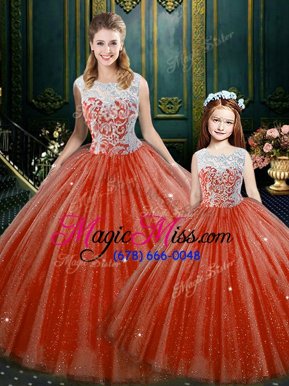 Hot Sale Sleeveless Zipper Floor Length Lace 15th Birthday Dress