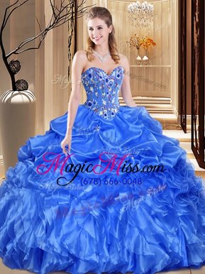 Hot Sale Floor Length Ball Gowns Sleeveless Royal Blue Sweet 16 Quinceanera Dress Lace Up