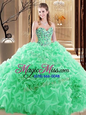 Discount Pick Ups Ball Gowns Sweet 16 Dress Sweetheart Fabric With Rolling Flowers Sleeveless Floor Length Lace Up