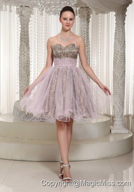Knee-length Sweetheart Leopard and Organza Prom Dress 2013