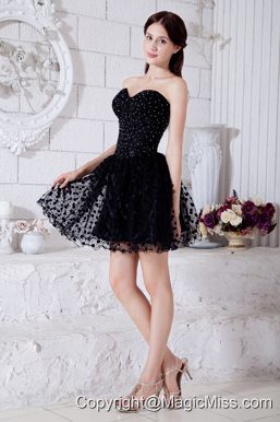 Black A-line / Pricess Sweetheart Short Prom / Homecoming Dress Special Fabric Beading Mini-length