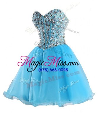 Ball Gowns Cocktail Dresses Blue Sweetheart Organza Sleeveless Mini Length Lace Up