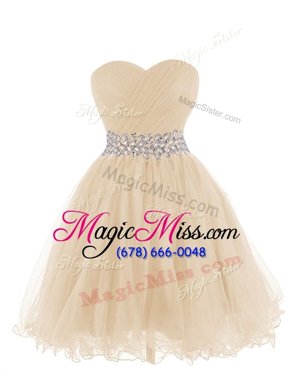 Excellent Mini Length Champagne Prom Party Dress Organza Sleeveless Belt