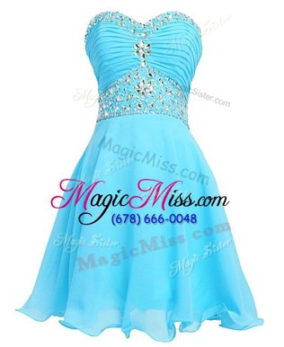 Ideal Sweetheart Sleeveless Organza Prom Party Dress Beading and Belt Lace Up