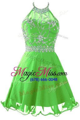Top Selling Apple Green Scoop Neckline Beading and Belt Prom Dress Sleeveless Zipper