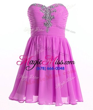 High Quality Rose Pink Sleeveless Organza Lace Up Junior Homecoming Dress for Prom and Party