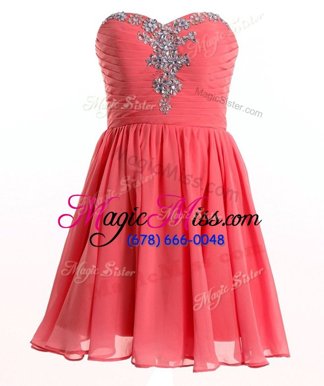 Excellent Orange Red Evening Dress Prom and Party and For with Beading Sweetheart Sleeveless Lace Up