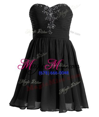 Great Chiffon Sweetheart Sleeveless Lace Up Beading Homecoming Party Dress in Black
