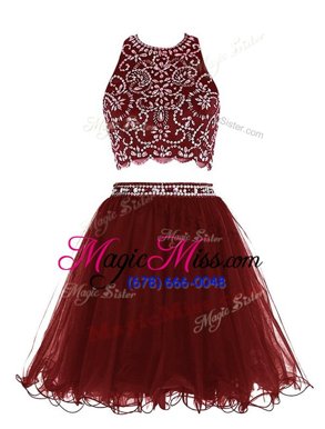 Suitable Scoop Mini Length Clasp Handle Wine Red and In for Prom and Party with Beading