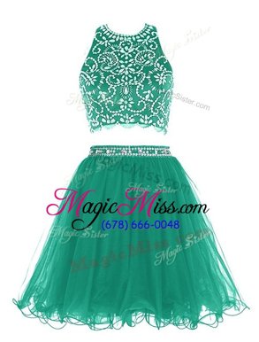 Noble Scoop Sleeveless Clasp Handle Prom Dress Green Chiffon