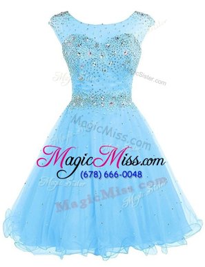 Low Price Aqua Blue Sleeveless Chiffon Zipper Womens Evening Dresses for Prom and Party