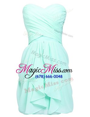 High Quality Apple Green Prom and Party and For with Ruching Sweetheart Sleeveless Lace Up
