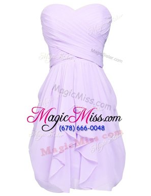 High Class Knee Length Lilac Dress for Prom Sweetheart Sleeveless Lace Up