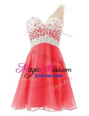 Top Selling One Shoulder Sleeveless Criss Cross Knee Length Beading Homecoming Dress
