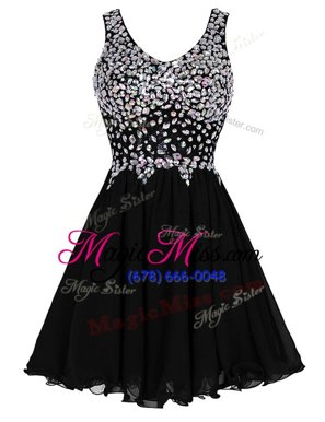 Superior Black Prom Gown Prom and Party and For with Beading Straps Sleeveless Zipper