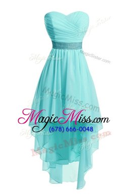 Cute High Low Baby Blue Dress for Prom Sweetheart Sleeveless Lace Up
