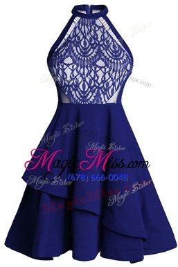 Trendy Ruffled Knee Length A-line Sleeveless Dark Purple Dress for Prom Zipper