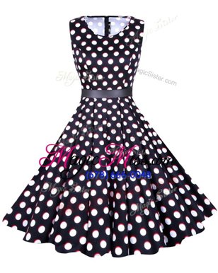 Luxurious Black Scoop Neckline Sashes|ribbons and Pattern Juniors Evening Dress Sleeveless Zipper