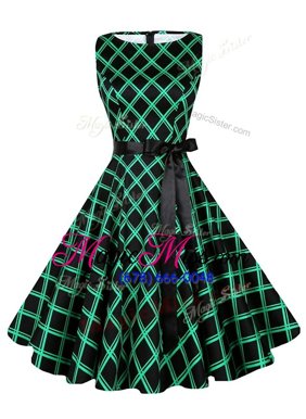 Hot Selling Scoop Green and Orange Red Sleeveless Chiffon Zipper Homecoming Dress for Prom and Party