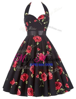 Beautiful Chiffon Halter Top Sleeveless Zipper Sashes|ribbons and Pattern Pageant Dress Wholesale in Black