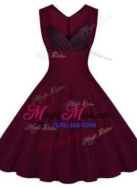 Admirable Satin Sleeveless Knee Length Prom Evening Gown and Ruching