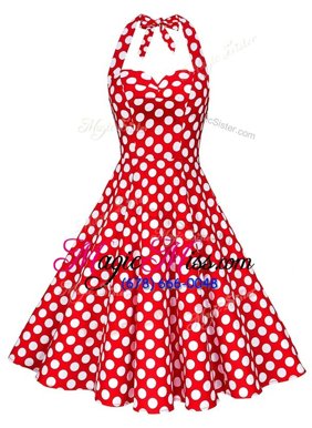 Suitable Red Sweetheart Backless Pattern Cocktail Dresses Sleeveless