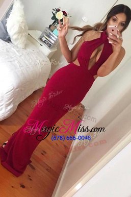 Mermaid Elastic Woven Satin Sleeveless Floor Length Prom Evening Gown and Ruching