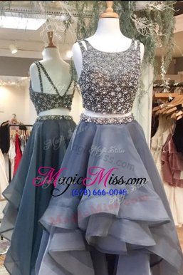 Suitable Scoop Sleeveless Beading Zipper Military Ball Gowns