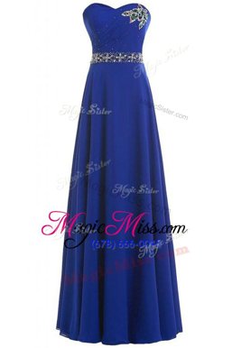 Custom Designed Royal Blue Dress for Prom Prom and For with Beading Sweetheart Sleeveless Lace Up