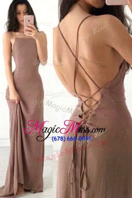 Fantastic Elastic Woven Satin Sleeveless With Train Prom Dresses Sweep Train and Ruching