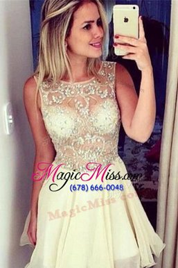 Gorgeous Sleeveless Mini Length Beading Zipper Celebrity Dresses with Champagne