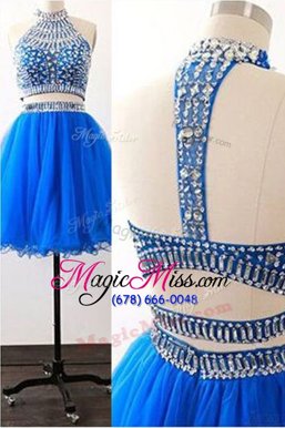 Popular Royal Blue Sleeveless Sashes|ribbons Mini Length Prom Dresses