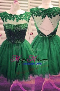 Elegant Dark Green Backless Homecoming Dress Beading Sleeveless Knee Length