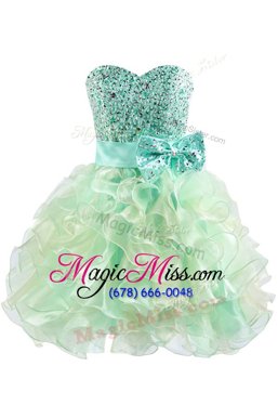 Fashion Green Sweetheart Neckline Beading and Bowknot Prom Gown Sleeveless Lace Up