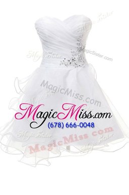Romantic Sweetheart Sleeveless Prom Party Dress Knee Length Appliques White and Black Tulle