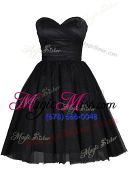 Amazing Black Sleeveless Knee Length Ruching and Belt Zipper Homecoming Dress