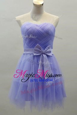 Perfect Knee Length Lavender Prom Evening Gown Sweetheart Sleeveless Zipper