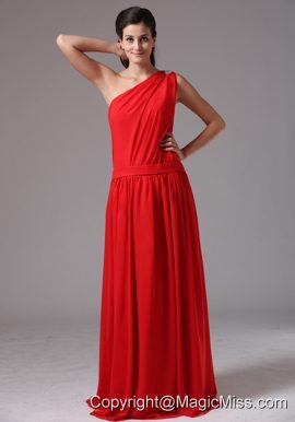 Simple Red One Shoulder Floor-length Prom Dress In Mystic Connecticut