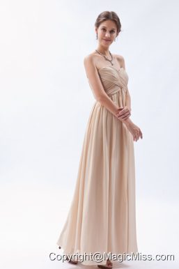 Champagne Empire Sweetheart Floor-length Chiffon Ruch Prom Dress