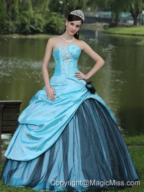 Aqua Blue Taffeta 2013 Quinceanera Dress Custom Made