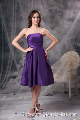 Customize Eggplant Purple Knee-length Prom Dress A-line Strapless