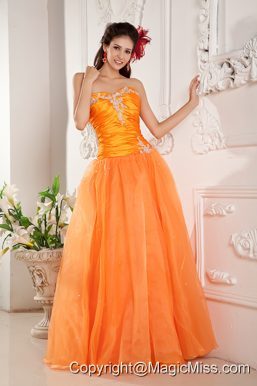 Orange Empire Sweetheart Floor-length Organza Appliques Prom / Evening Dress