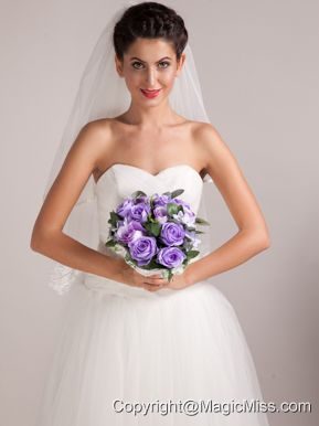 Warm Purple Round Shape Hand-tied Wedding Bridal Bouquet