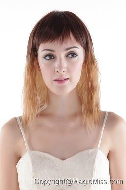 Mixed Color Medium High Quality Synthetic Hair Wig