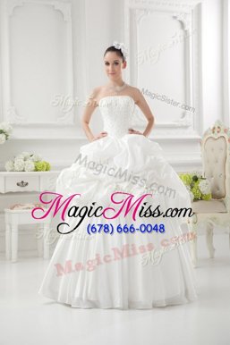 Superior Pick Ups Floor Length White Bridal Gown Strapless Sleeveless Lace Up