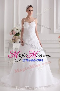 Smart Beading and Lace and Appliques Wedding Gowns White Zipper Sleeveless Brush Train